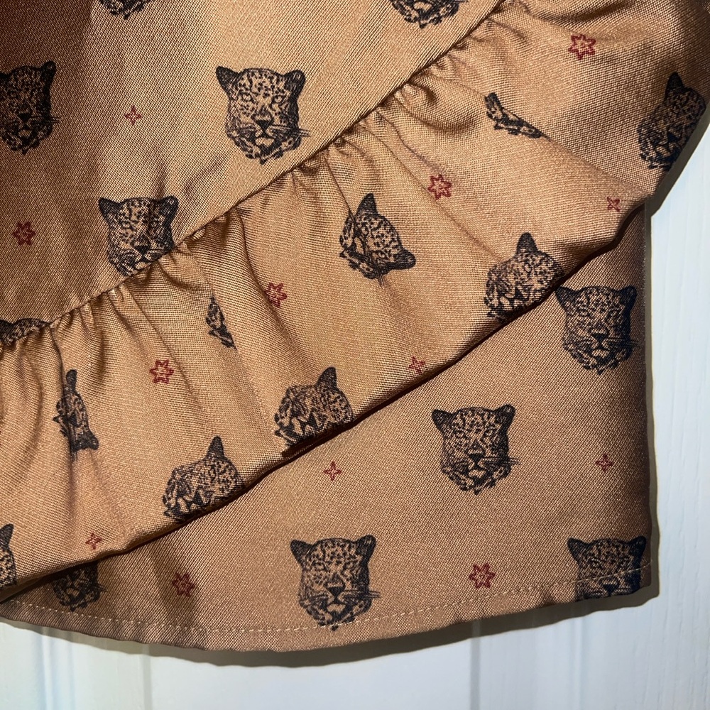 Tan Leopard Print Ruffle Hem Top - Picture 6 of 10